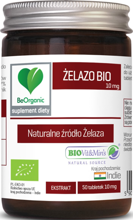 BeOrganic Żelazo BIO 10 mg 50 tabletek