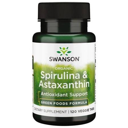 Swanson Organiczna Spirulina i Astaksantyna 120 tabletek