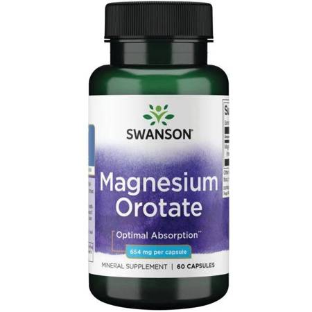 Swanson Orotan Magnezu 654 mg 60 kapsułek